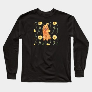 Golden retriever with sunflowers Long Sleeve T-Shirt